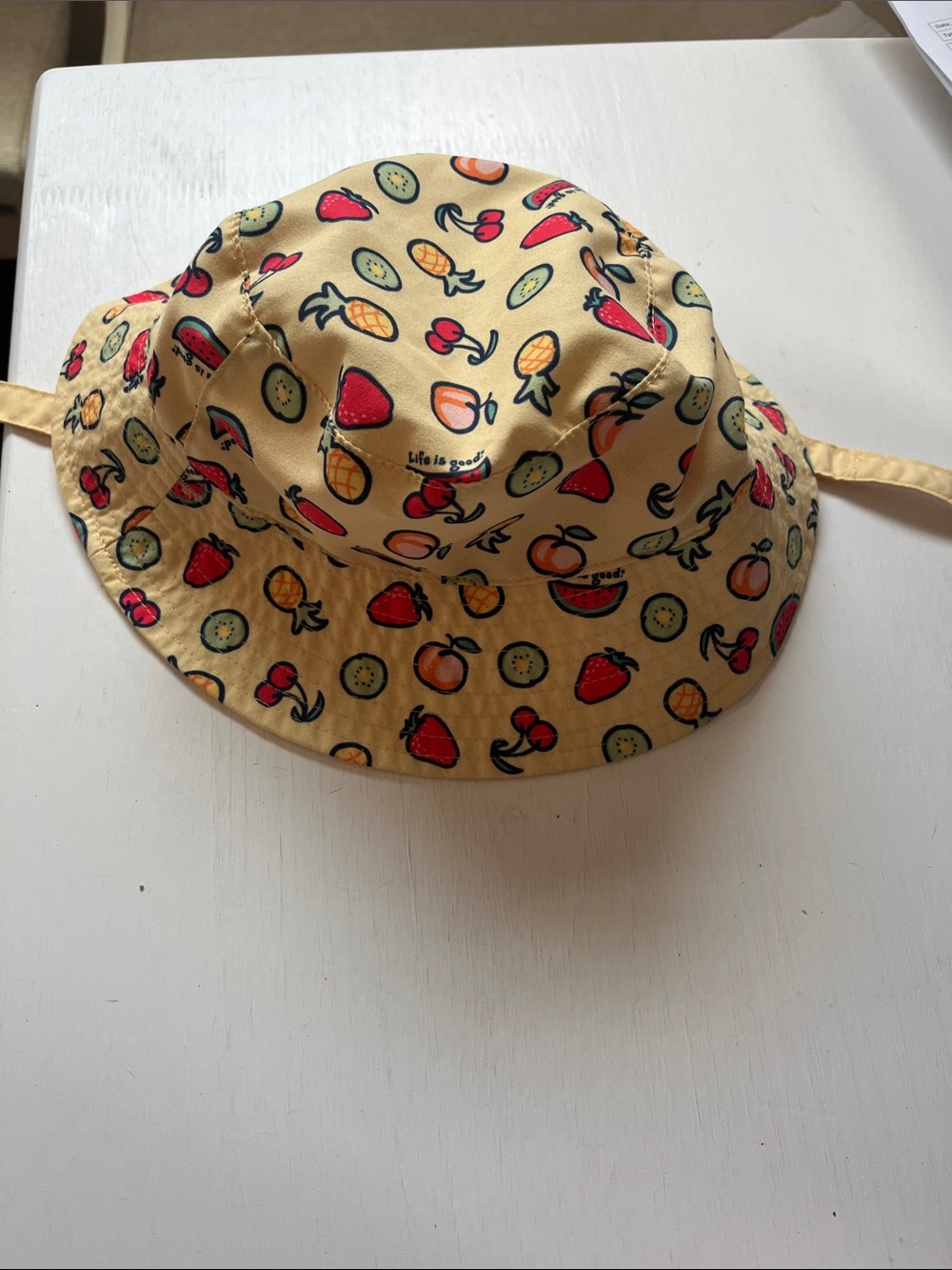 Life is Good Yellow Fruit Print Bucket Hat